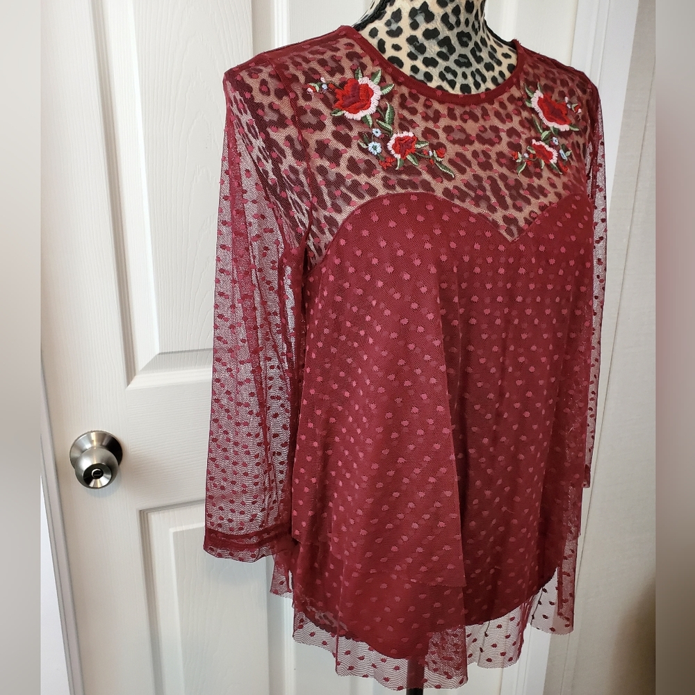 Crave Fame Embroidered Semi-Sheer Top - Picture 2 of 11